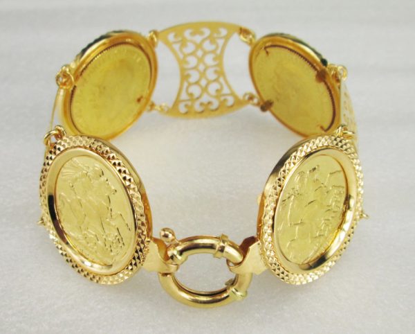 21 K Yellow Gold Coin Bracelet English Lira