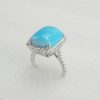 18 K white gold Ring with real diamonds and turquoise stone