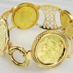 21 K Yellow Gold Coin Bracelet English Lira